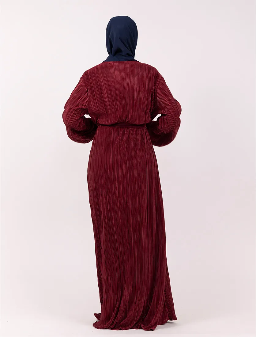 Maroon Plisse Abaya